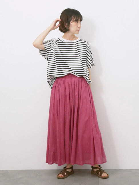 Samansa Mos2 blue「【USAコットン】アソートフレンチスリーブTシャツ」|Tシャツ・カットソー|