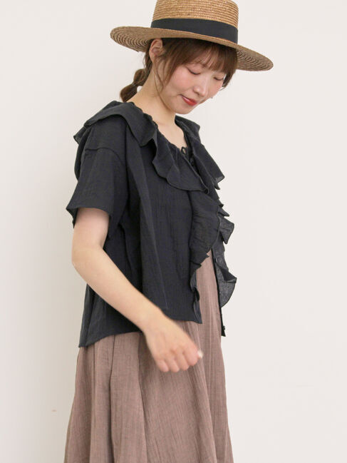 Samansa Mos2「フリルカラーブラウス」|シャツ・ブラウス|