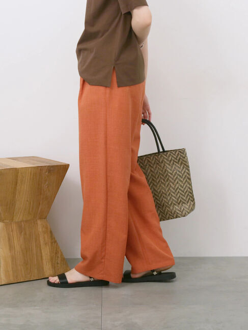 Samansa Mos2 blue「リネンタッチイージーパンツ」|その他|