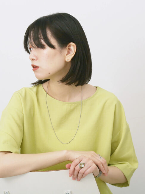 Samansa Mos2 blue「リネンタッチワイドブラウス」|シャツ・ブラウス|