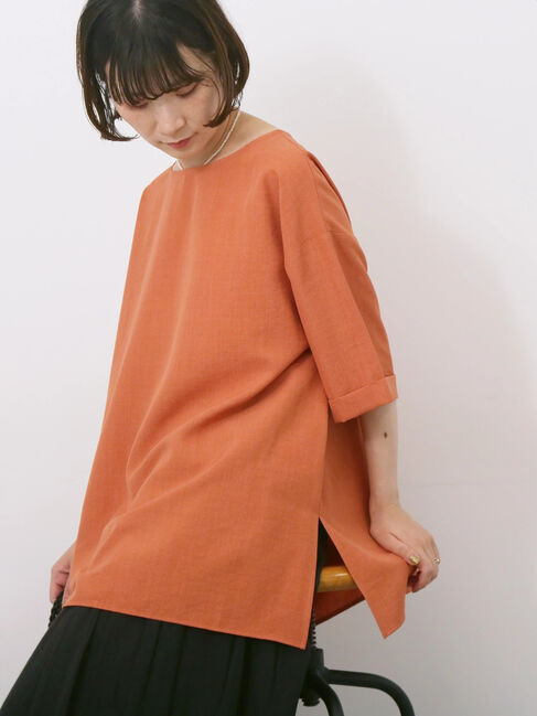 Samansa Mos2 blue「リネンタッチワイドブラウス」|シャツ・ブラウス|