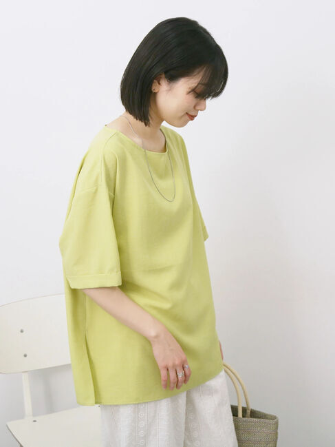 Samansa Mos2 blue「リネンタッチワイドブラウス」|シャツ・ブラウス|