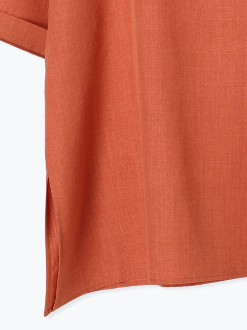 Samansa Mos2 blue「リネンタッチワイドブラウス」|シャツ・ブラウス|