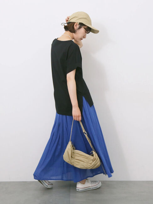 Samansa Mos2 blue「【Made in India】ボイルギャザースカート」|スカート|