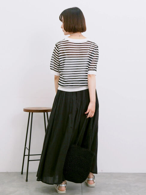 Samansa Mos2 blue「【Made in India】ボイルギャザースカート」|スカート|