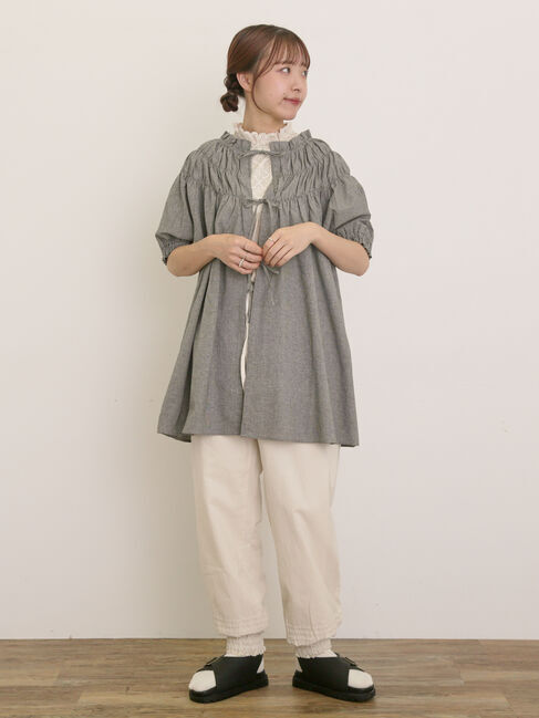 Samansa Mos2「前後2WAYリボンギャザーブラウス」|シャツ・ブラウス|