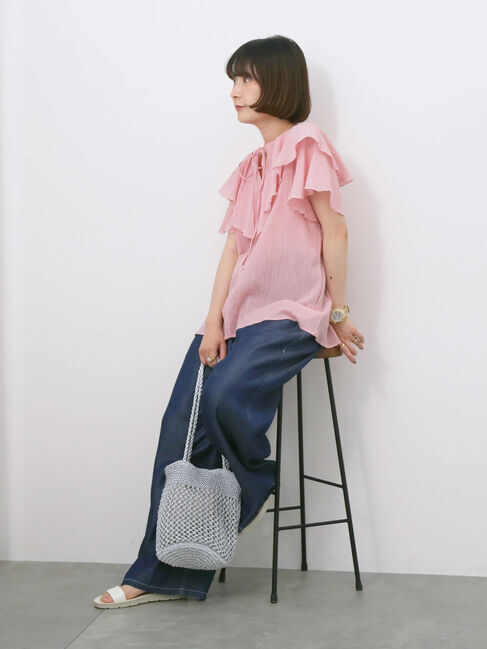 Samansa Mos2 blue「◎フリルブラウス」|シャツ・ブラウス|