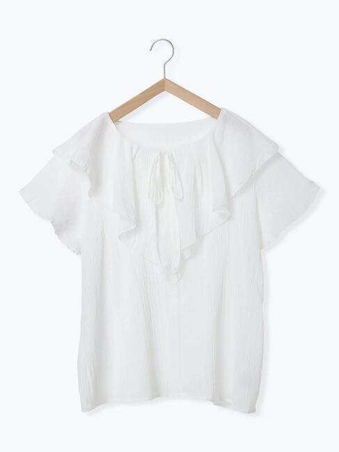 Samansa Mos2 blue「◎フリルブラウス」|シャツ・ブラウス|