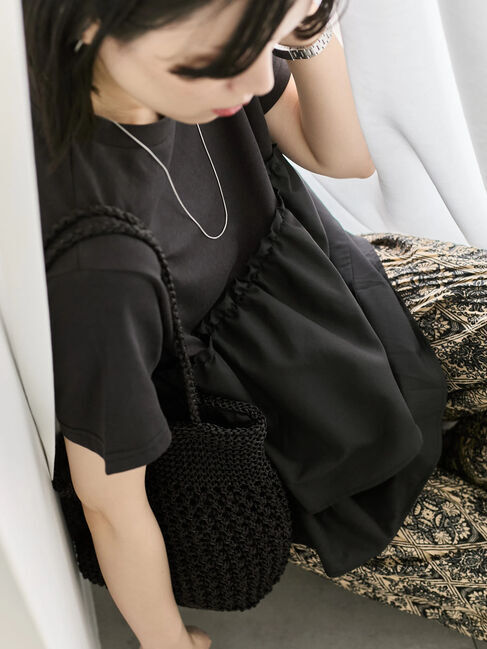 Samansa Mos2 blue「【接触冷感】ドッキングティアードプルオーバー」|Tシャツ・カットソー|