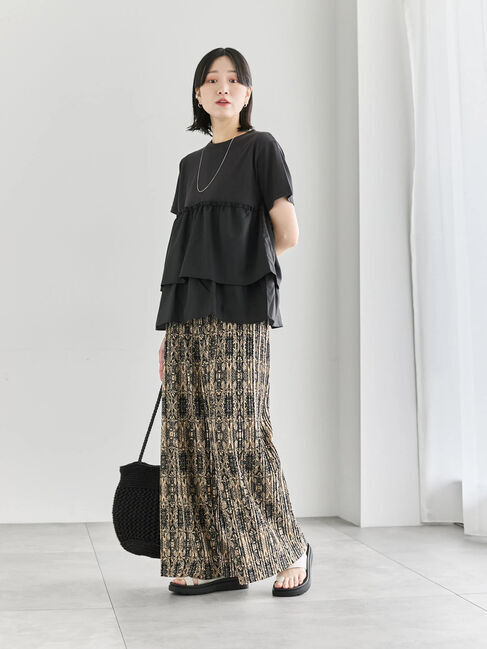 Samansa Mos2 blue「【接触冷感】ドッキングティアードプルオーバー」|Tシャツ・カットソー|