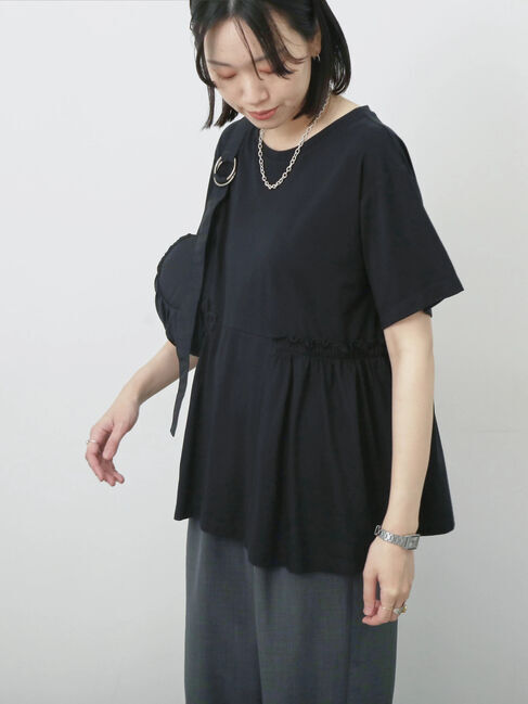 Samansa Mos2 blue「フリルチュニック」|Tシャツ・カットソー|