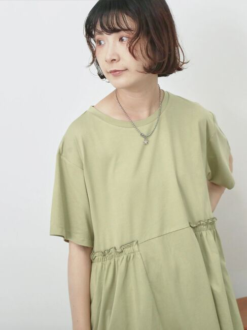 Samansa Mos2 blue「フリルチュニック」|Tシャツ・カットソー|