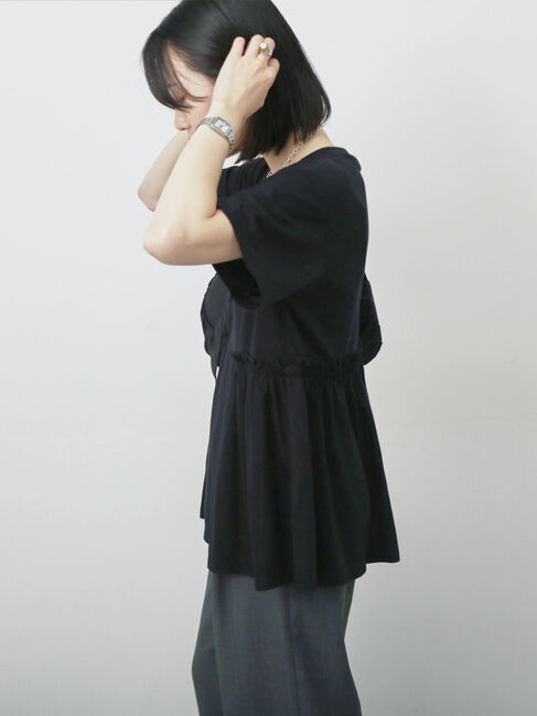 Samansa Mos2 blue「フリルチュニック」|Tシャツ・カットソー|