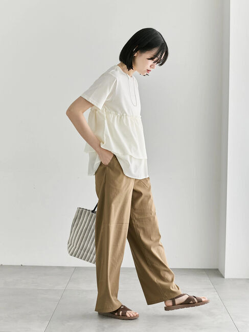 Samansa Mos2 blue「【接触冷感】ワイドイージーパンツ」|その他|