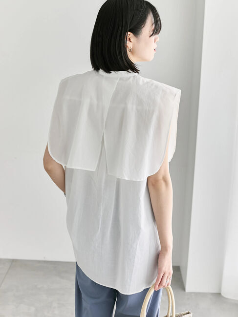 Samansa Mos2 blue「ケープブラウス」|シャツ・ブラウス|