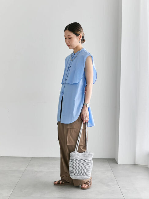 Samansa Mos2 blue「ケープブラウス」|シャツ・ブラウス|