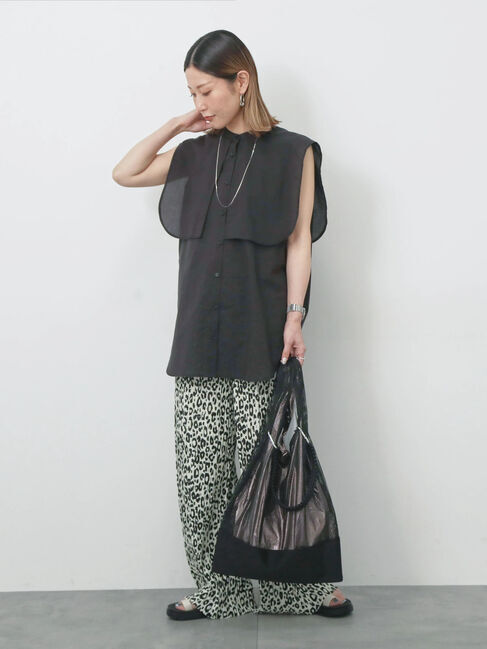 Samansa Mos2 blue「ケープブラウス」|シャツ・ブラウス|