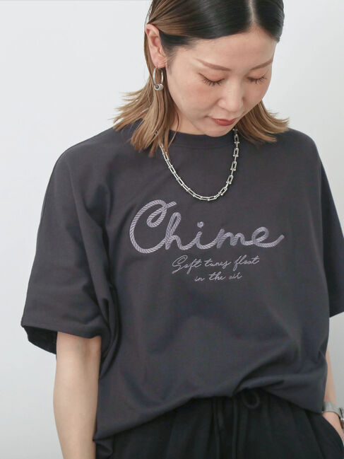 Samansa Mos2 blue「【接触冷感】ドルマンギャザー刺繍Tシャツ」|Tシャツ・カットソー|
