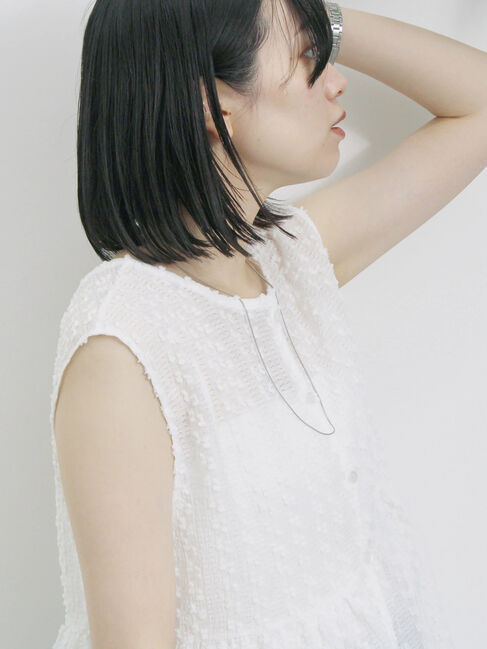 Samansa Mos2 blue「前後2wayジャカードペプラムノースリーブブラウス」|シャツ・ブラウス|