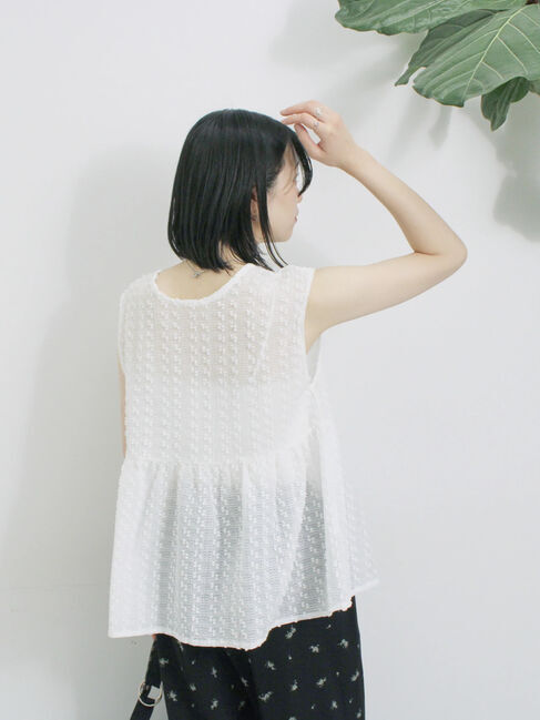 Samansa Mos2 blue「前後2wayジャカードペプラムノースリーブブラウス」|シャツ・ブラウス|