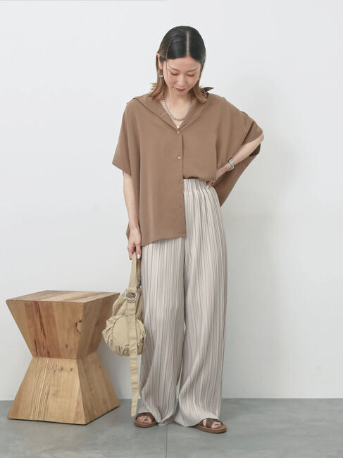 Samansa Mos2 blue「【接触冷感】ポンチョブラウス」|シャツ・ブラウス|