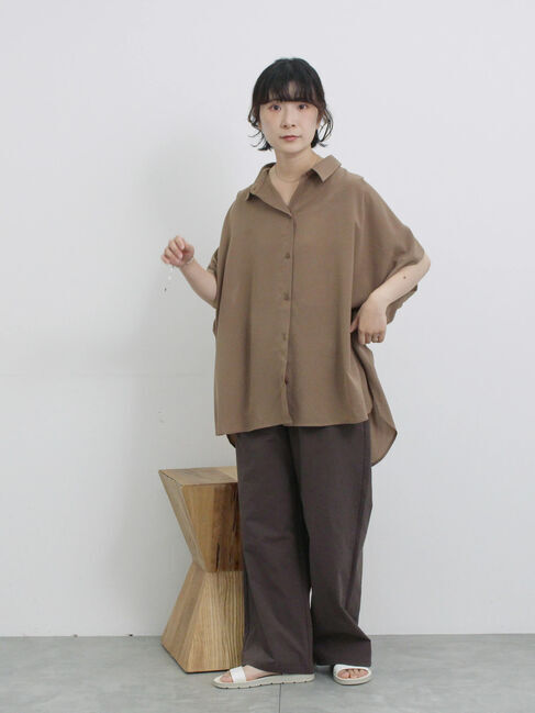 Samansa Mos2 blue「【接触冷感】ポンチョブラウス」|シャツ・ブラウス|