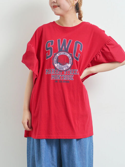 SM2「[接触冷感]フレアスリーブチュニックTシャツ」|シャツ・ブラウス|レッド