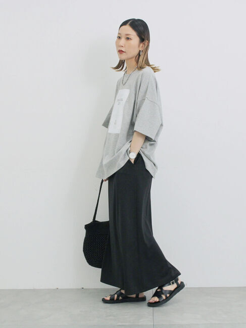 Samansa Mos2 blue「◎箔プリントTシャツ」|Tシャツ・カットソー|