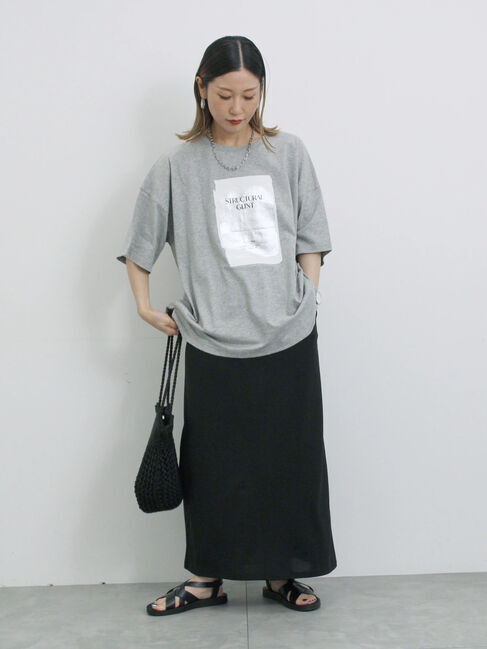 Samansa Mos2 blue「◎箔プリントTシャツ」|Tシャツ・カットソー|