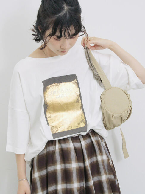 Samansa Mos2 blue「◎箔プリントTシャツ」|Tシャツ・カットソー|