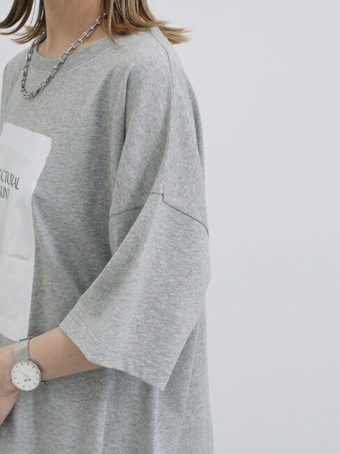 Samansa Mos2 blue「◎箔プリントTシャツ」|Tシャツ・カットソー|