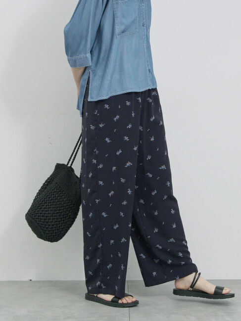 Samansa Mos2 blue「花柄イージーパンツ」|その他|