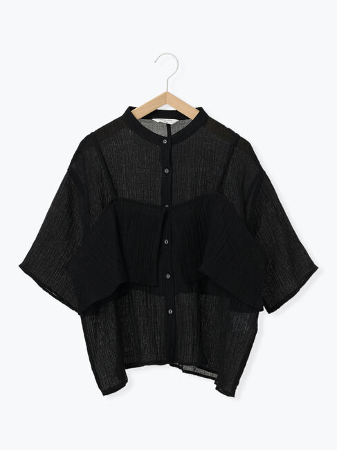 Samansa Mos2 blue「ビスチェドッキングブラウス」|シャツ・ブラウス|