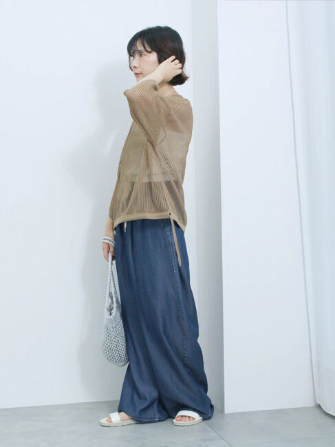 Samansa Mos2 blue「メッシュプルオーバー」|ニット・セーター|