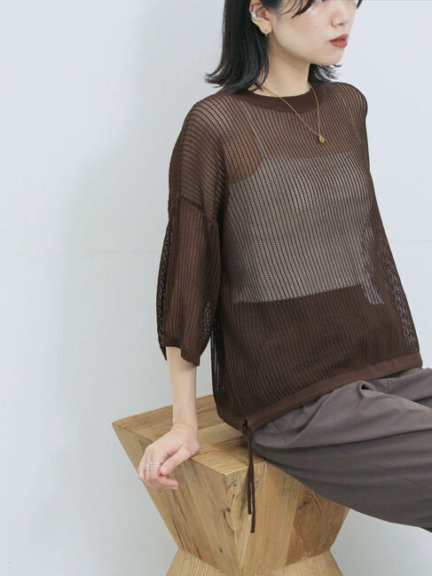 Samansa Mos2 blue「メッシュプルオーバー」|ニット・セーター|