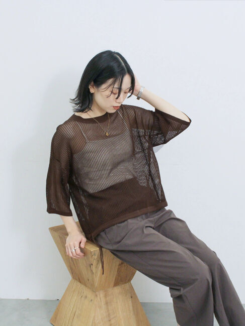 Samansa Mos2 blue「メッシュプルオーバー」|ニット・セーター|