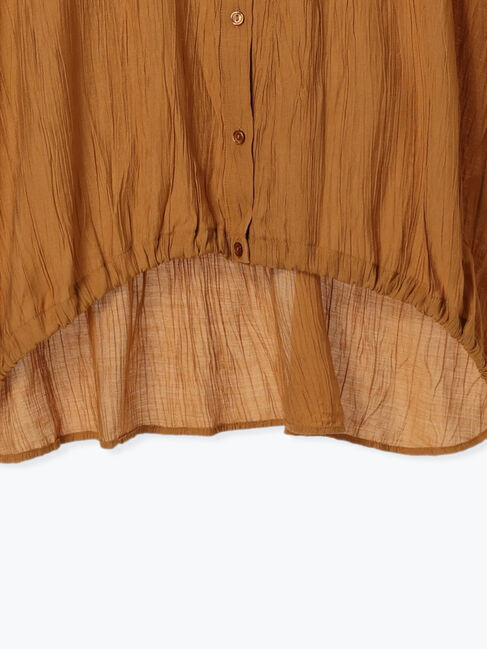 Samansa Mos2 blue「裾ドロスト楊柳シャツ」|シャツ・ブラウス|