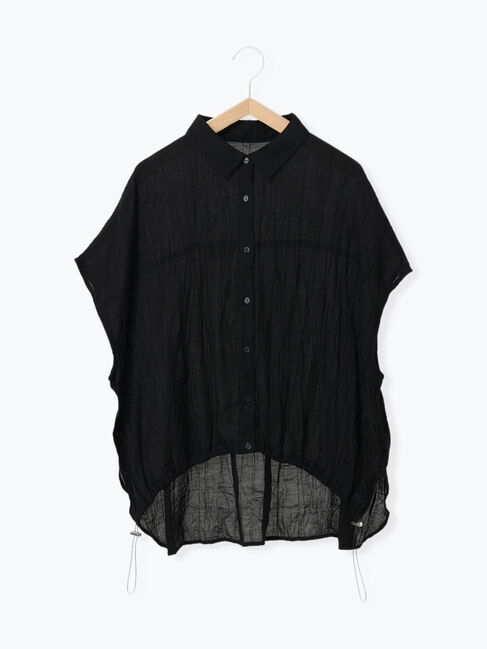 Samansa Mos2 blue「裾ドロスト楊柳シャツ」|シャツ・ブラウス|