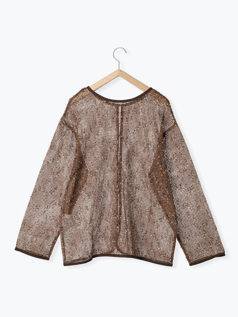 Samansa Mos2 blue「前後2wayメッシュレースカーディガン」|カーディガン|