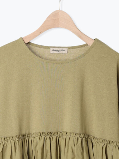 Samansa Mos2「布帛ギャザー貼りカットソー」|Tシャツ・カットソー|