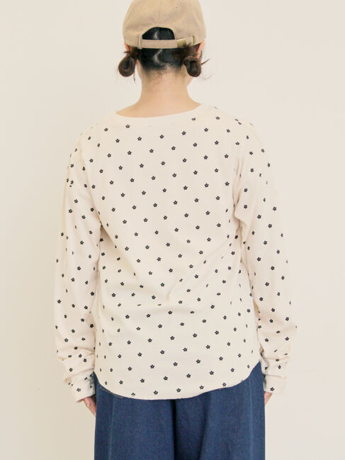 Samansa Mos2「リップル柄アソート袖シャーリングカットソー」|Tシャツ・カットソー|