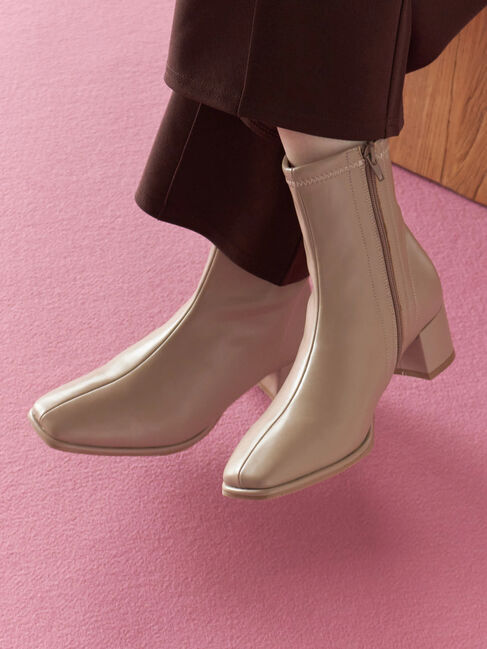 Samansa Mos2 blue「【マエストロ監修】ストレスフリーショートブーツ」|ビジネス・ドレスシューズ|ベージュ