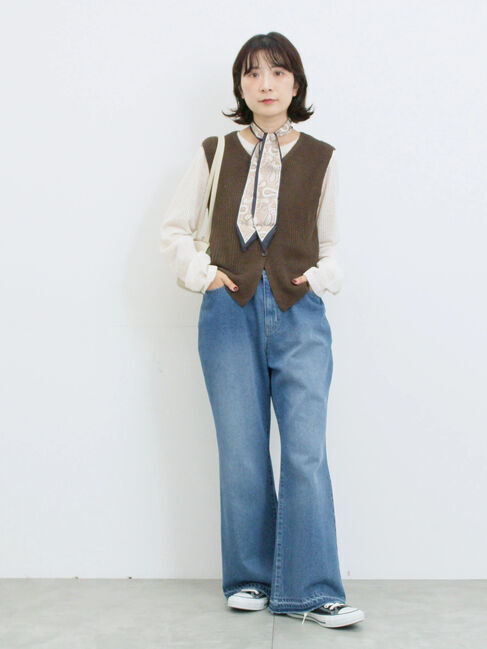 Samansa Mos2 blue「バンダナ付きニットベスト」|ニット・セーター|