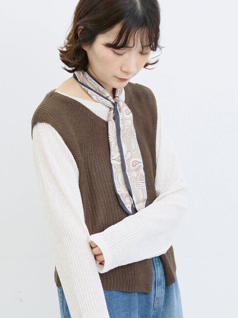Samansa Mos2 blue「バンダナ付きニットベスト」|ニット・セーター|