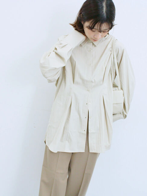 Samansa Mos2 blue「◎マットサテンタックシャツ」|シャツ・ブラウス|