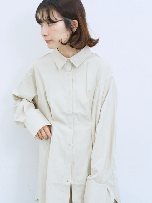 Samansa Mos2 blue「◎マットサテンタックシャツ」|シャツ・ブラウス|