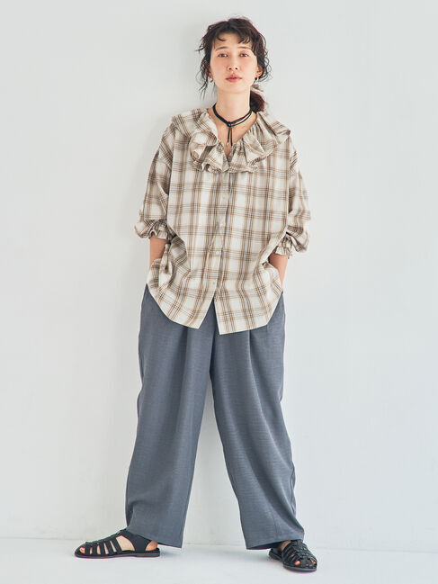 Samansa Mos2「【イージーケア・接触冷感】ボリュームワイドパンツ」|その他|グレー