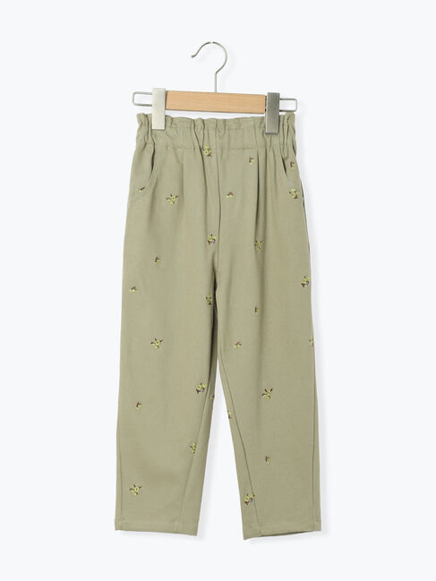 Samansa Mos2 Lagom「小花刺繍カットツイルパンツ」|その他|カーキ