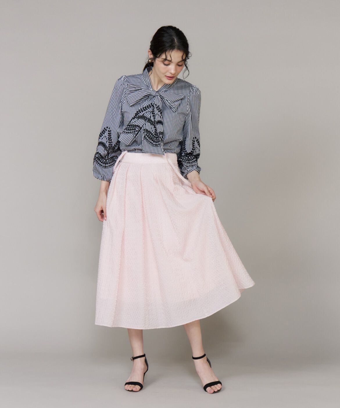 Maglie le cassetto「サスペンダー付きジャガードスカート」|フレア|