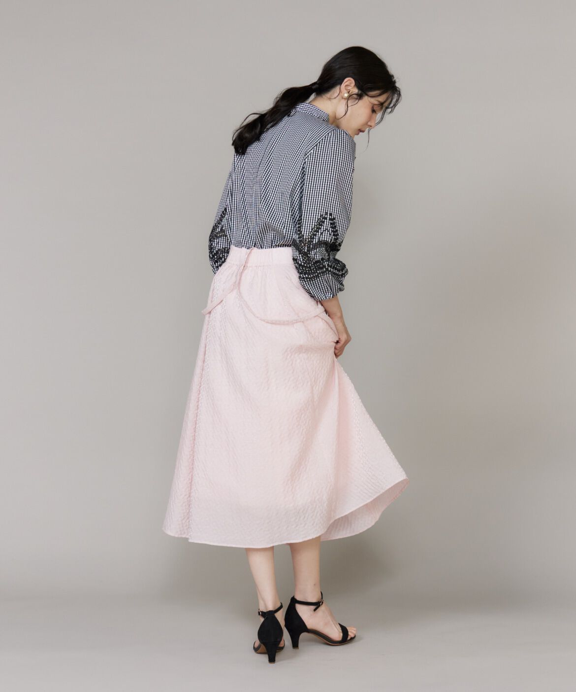 Maglie le cassetto「サスペンダー付きジャガードスカート」|フレア|